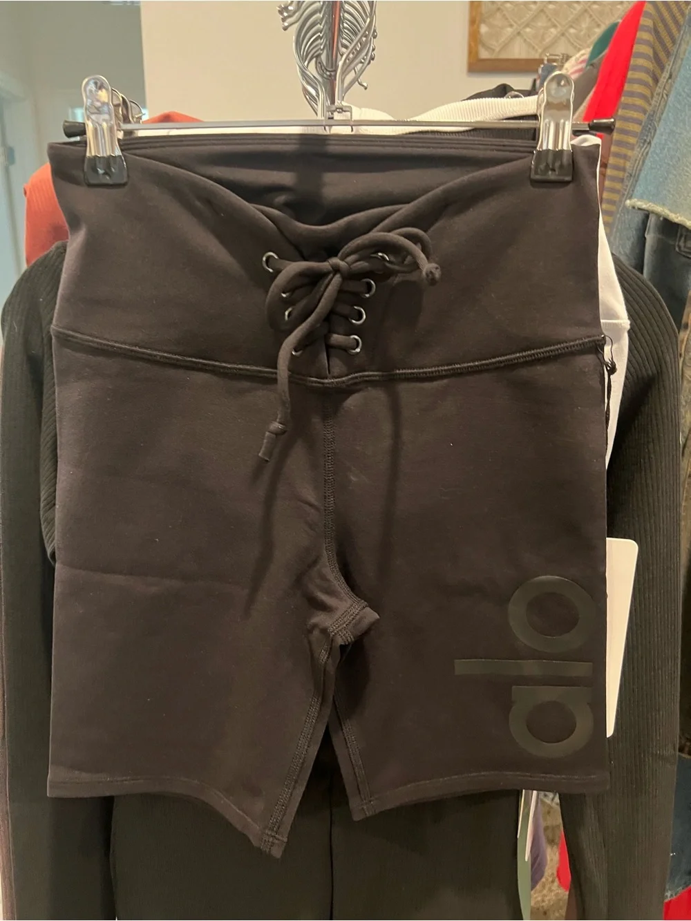 ALO Yoga Lace Up Biker Shorts, XSMALL NWT